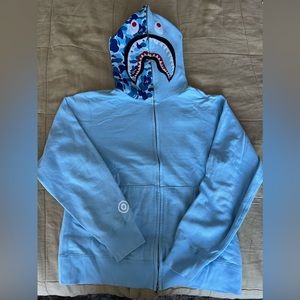 Bape | Shirts | A Bathing Ape Bape Blue Shark Hoodie | Poshmark